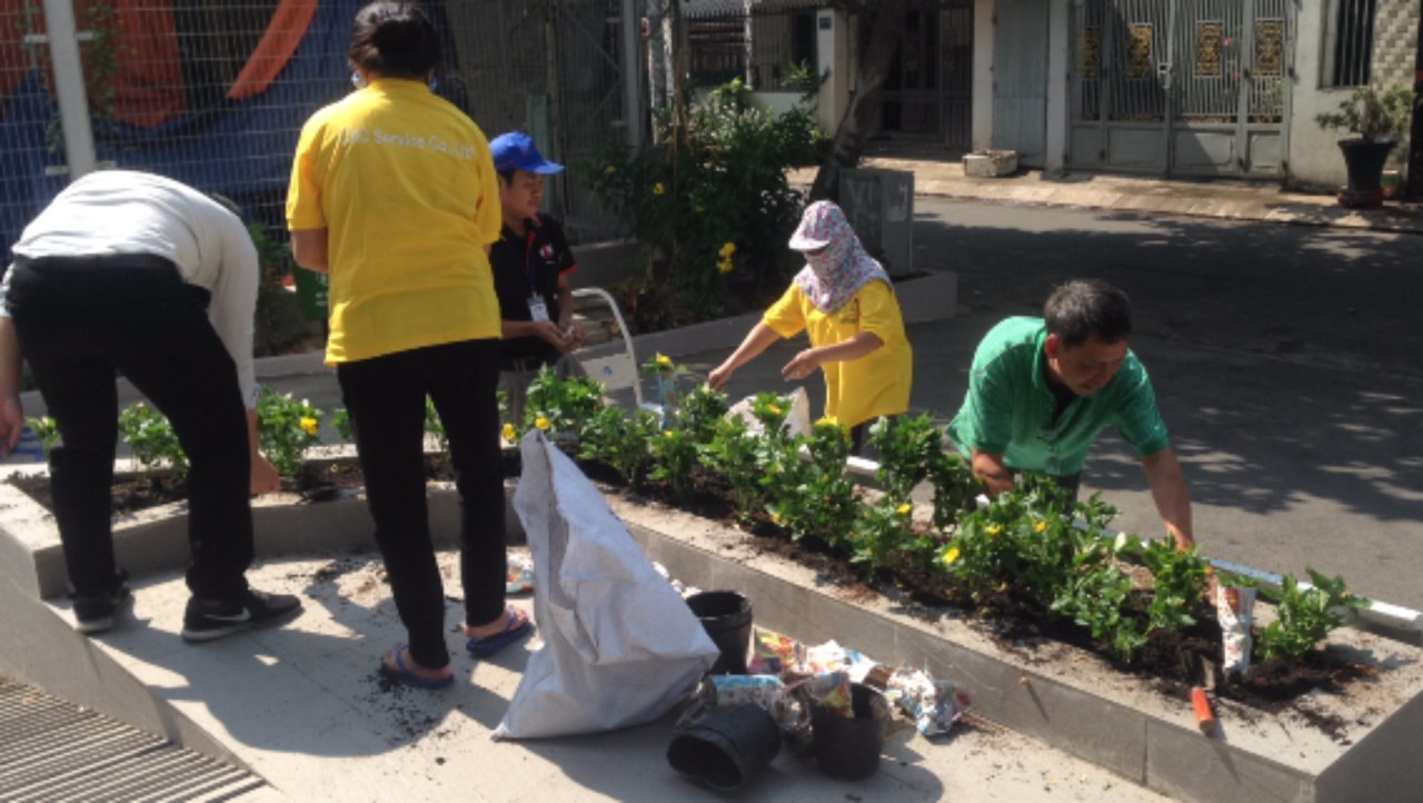 Chăm sóc cây xanh tại dự án chung cư Tân Bình